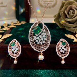 Gold Diamond Pendent Set